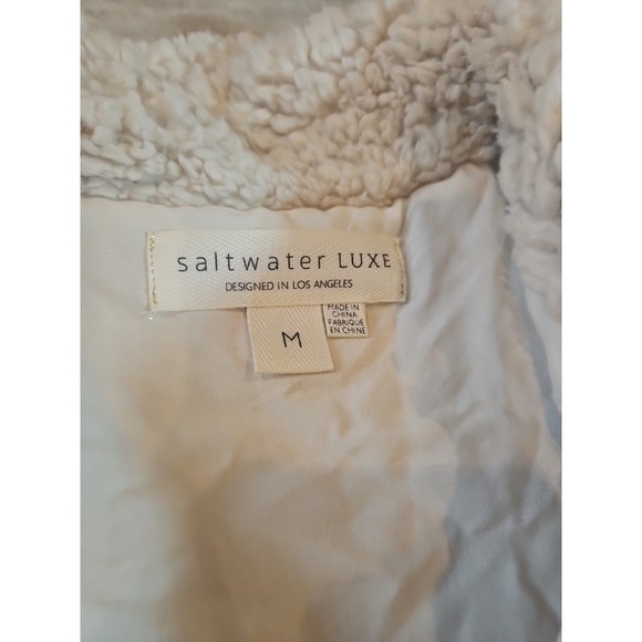 SALT WATER LUX WOMEN'S SHERPA BUTTON UP JACKET IVORY Medium NEW - Picture 8 of 10